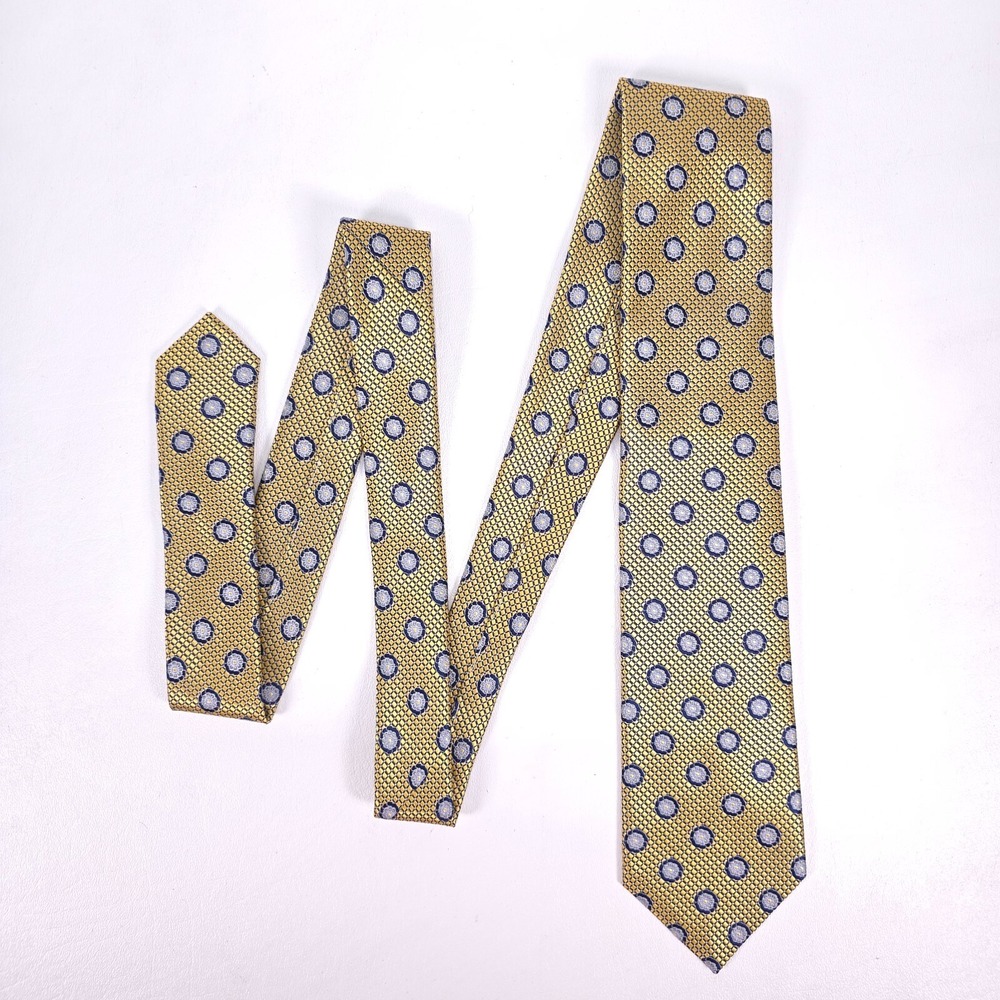 ROBERT JENSEN‎ Silk Tie Yellow Italy Geometric Pattern Necktie Mens Office Wear